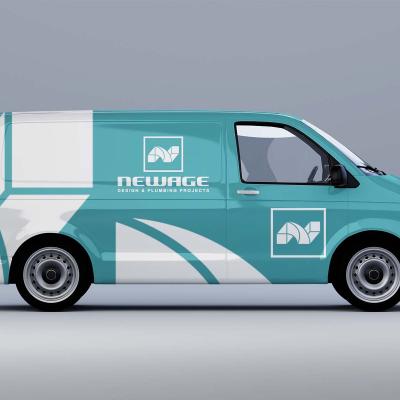 Transport Van Car Mock Up Right Side Blue